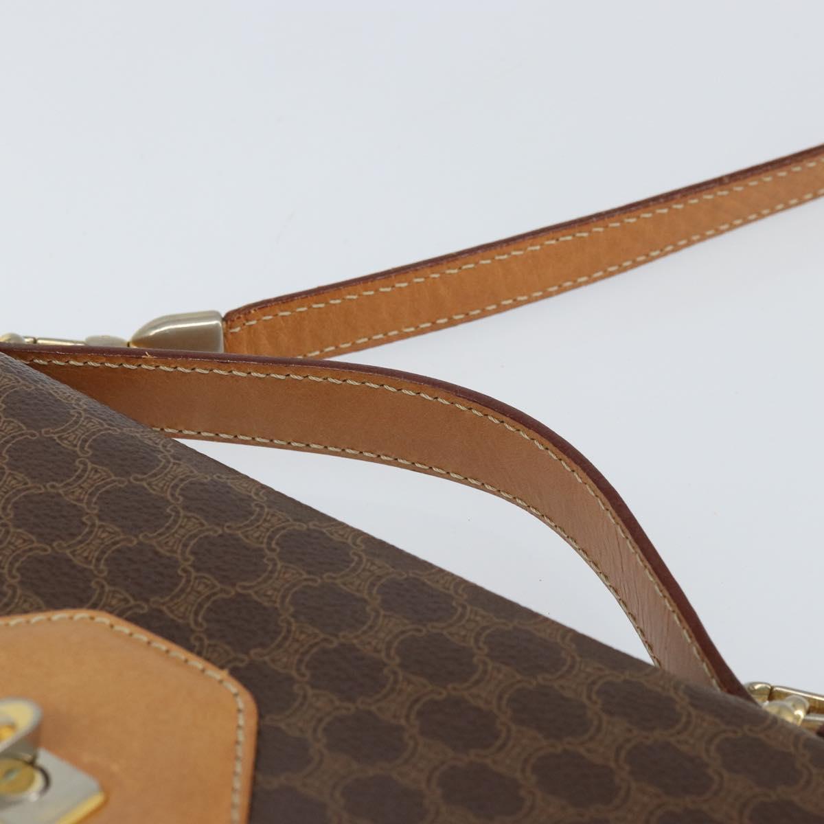 CELINE Macadam Canvas Shoulder Bag PVC Leather 2way Brown Gold Auth 168969