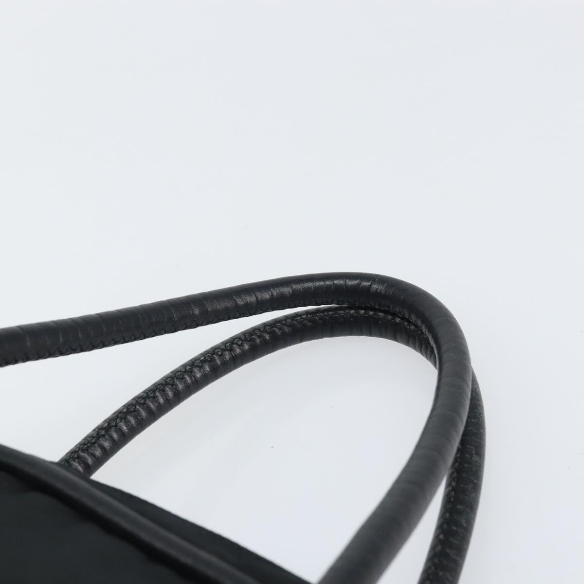 CELINE Circle Hand Bag Nylon Black Gold Auth 168970