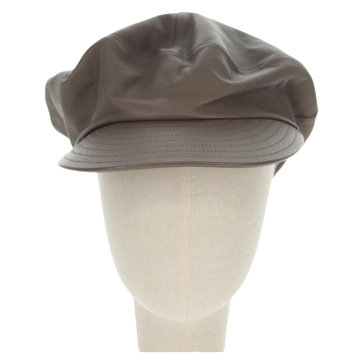 LOUIS VUITTON Cap Leather Beige LV Auth 168997M