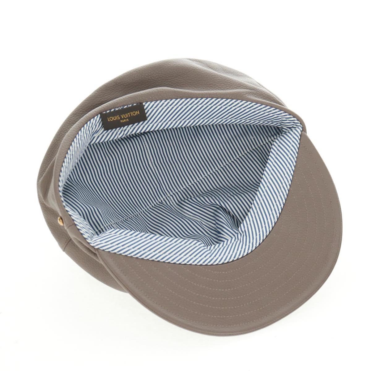 LOUIS VUITTON Cap Leather Beige LV Auth 168997M