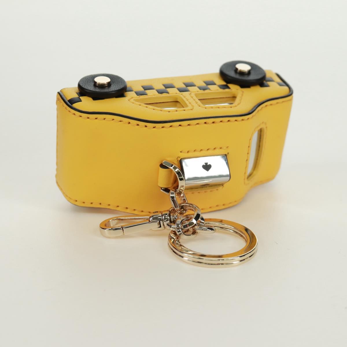 kate spade On a Roll Taxi Key Holder Leather Yellow Gold Auth 169001V