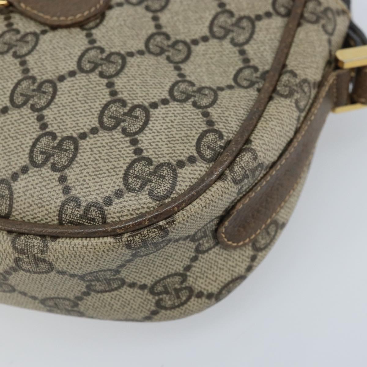 GUCCI GG Supreme Web Sherry Line Shoulder Bag PVC Beige Gold Auth 169012