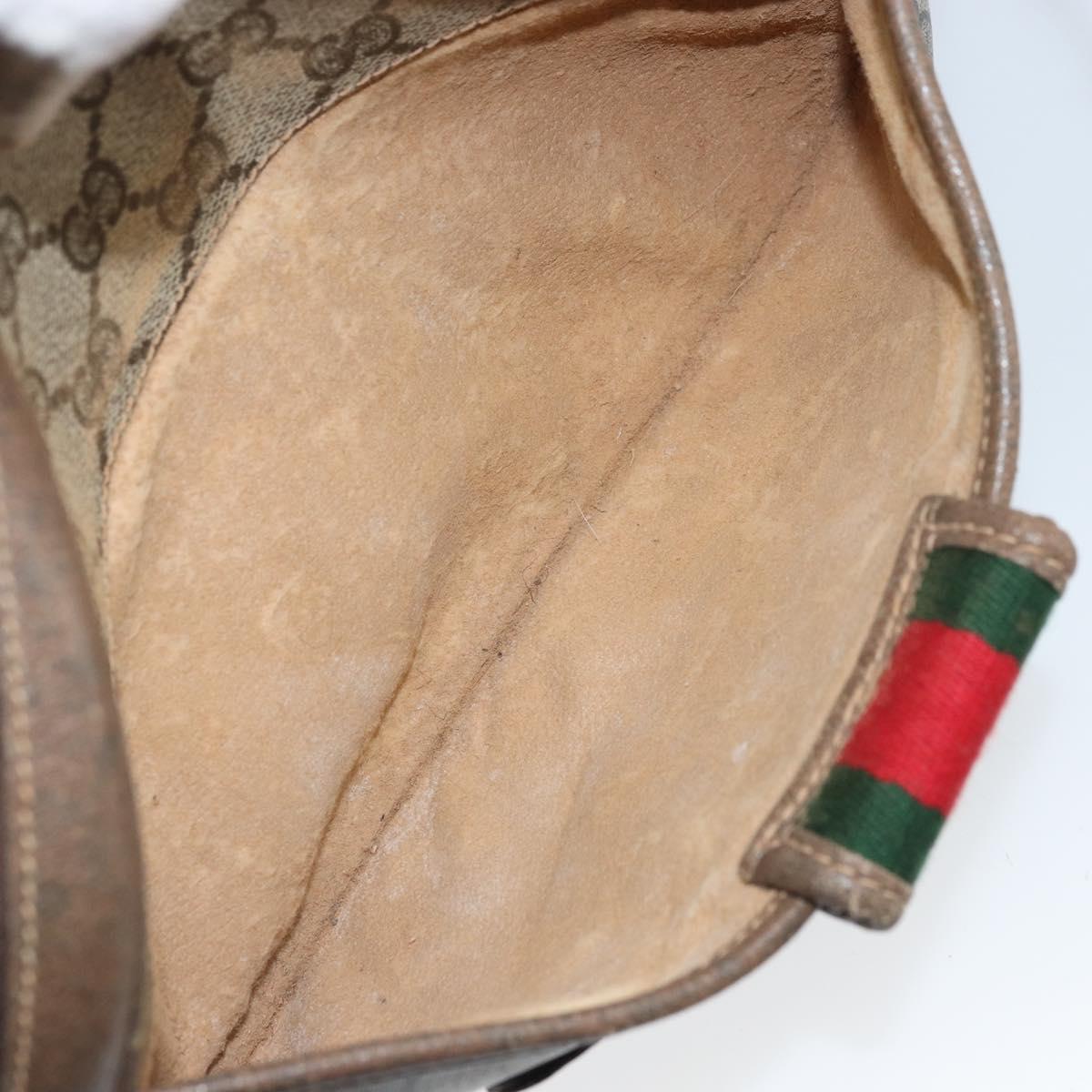 GUCCI GG Supreme Web Sherry Line Shoulder Bag PVC Beige Gold Auth 169012