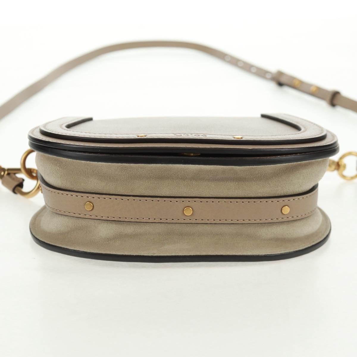 Chloe Nile Hand Bag Leather 2way Beige Gold Auth 169017V