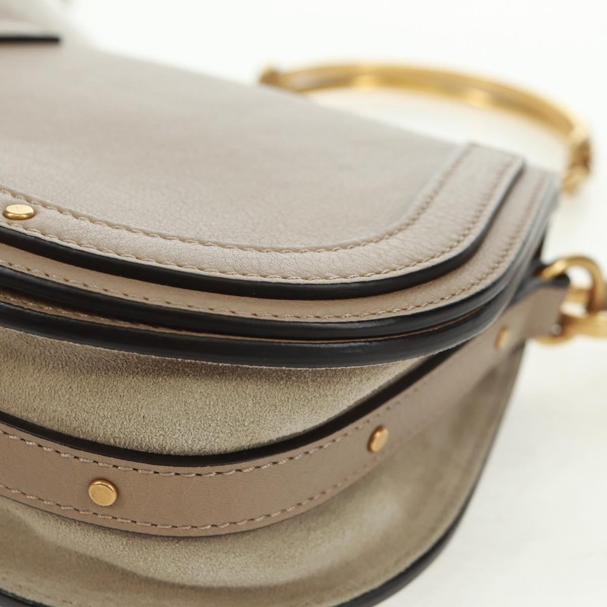 Chloe Nile Hand Bag Leather 2way Beige Gold Auth 169017V