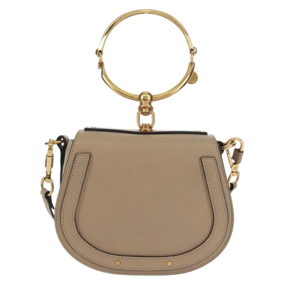 Chloe Nile Hand Bag Leather 2way Beige Gold Auth 169017V
