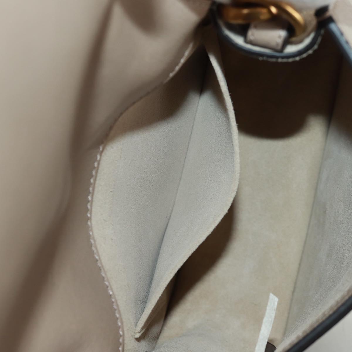 Chloe Nile Hand Bag Leather 2way Beige Gold Auth 169017V