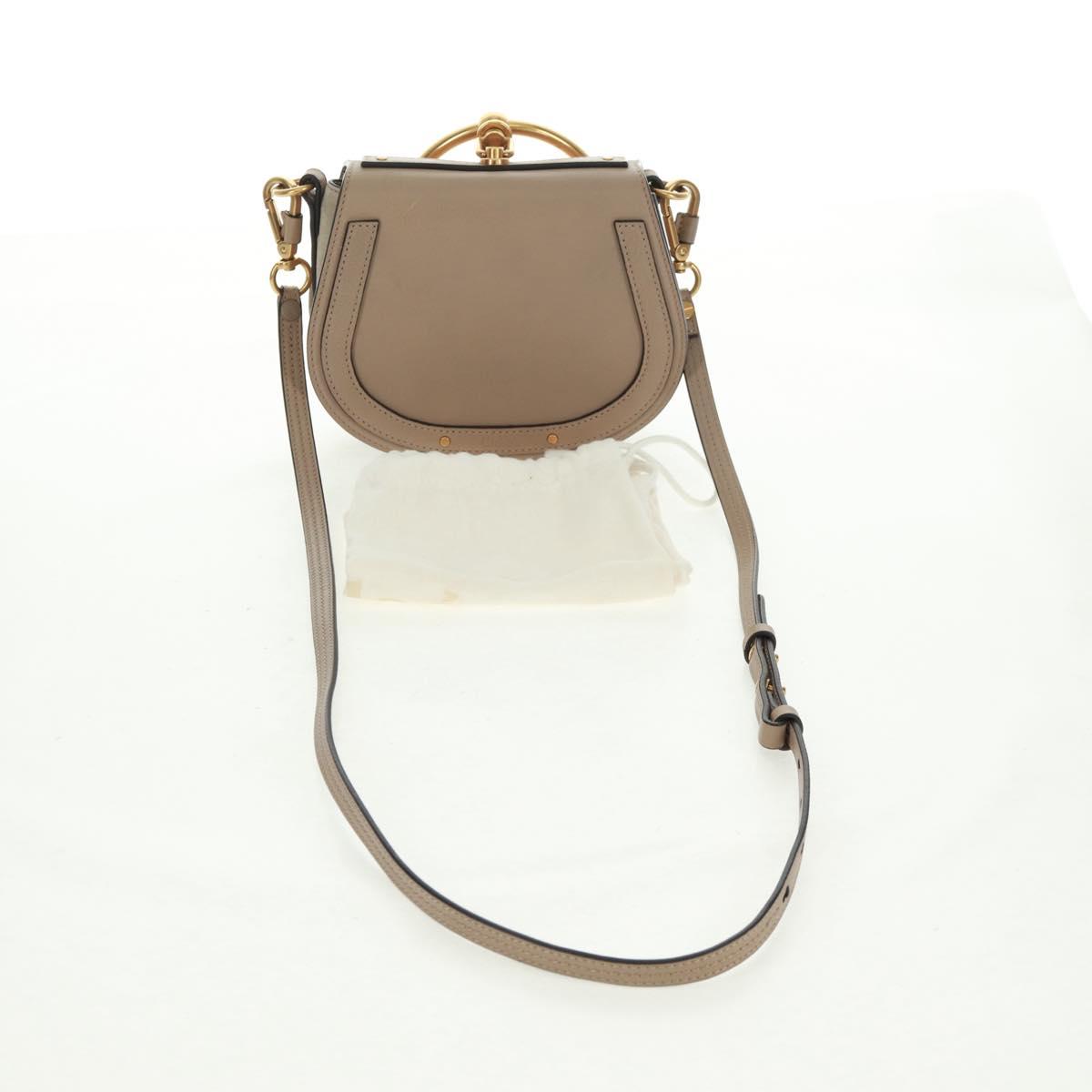 Chloe Nile Hand Bag Leather 2way Beige Gold Auth 169017V