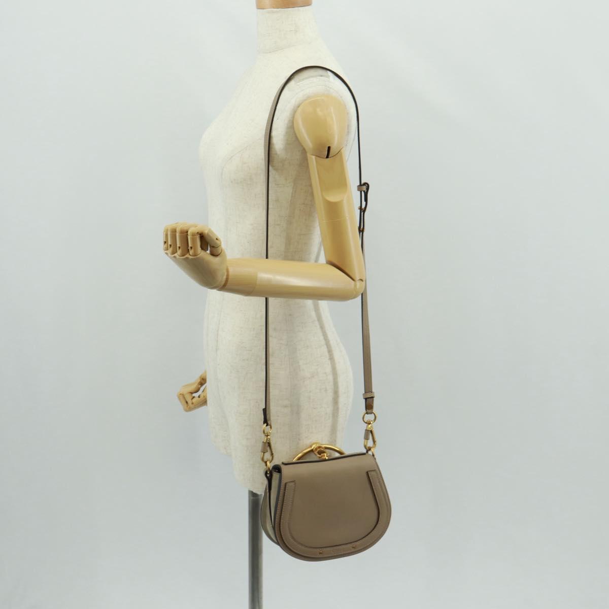 Chloe Nile Hand Bag Leather 2way Beige Gold Auth 169017V