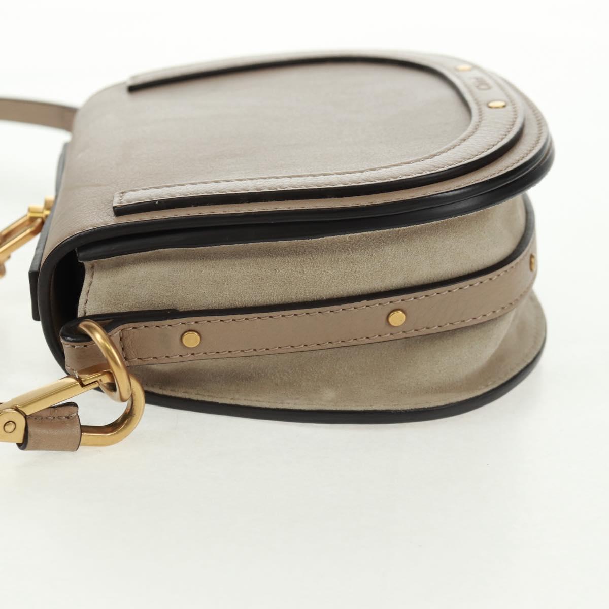 Chloe Nile Hand Bag Leather 2way Beige Gold Auth 169017V