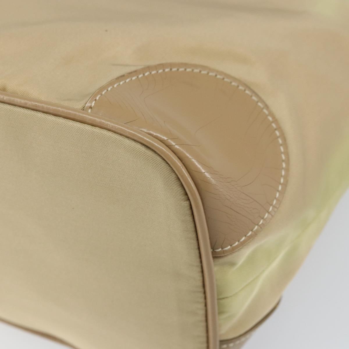 PRADA Shoulder Bag Nylon Beige Silver Auth 169023