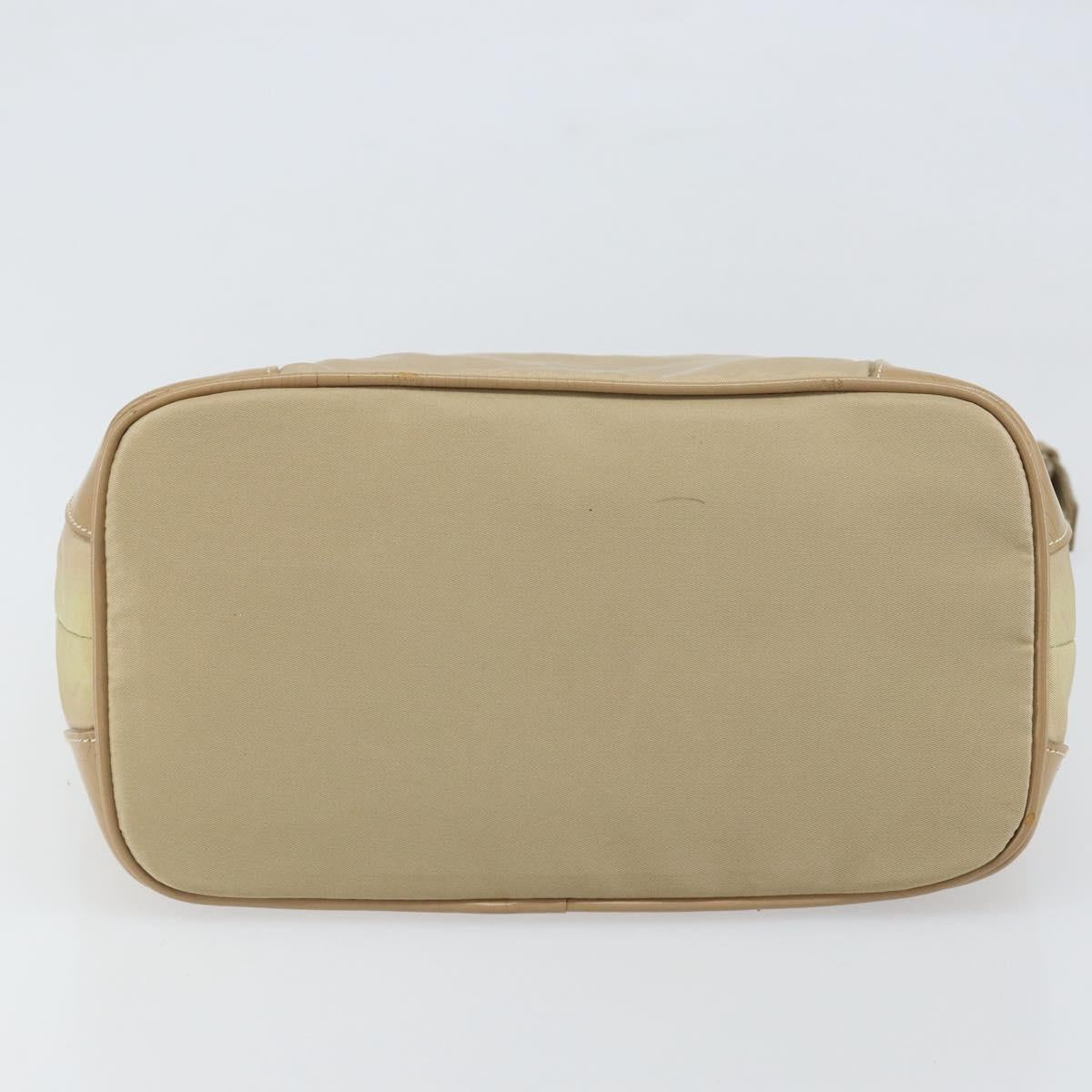 PRADA Shoulder Bag Nylon Beige Silver Auth 169023