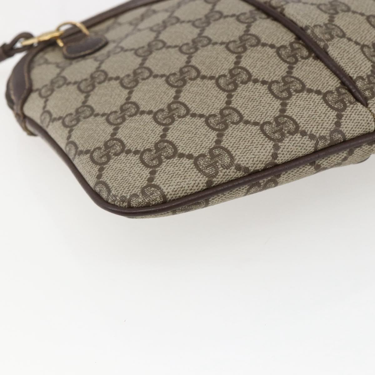 GUCCI GG Supreme Web Sherry Line Bag PVC Beige Gold 904 02 047 Auth 169025