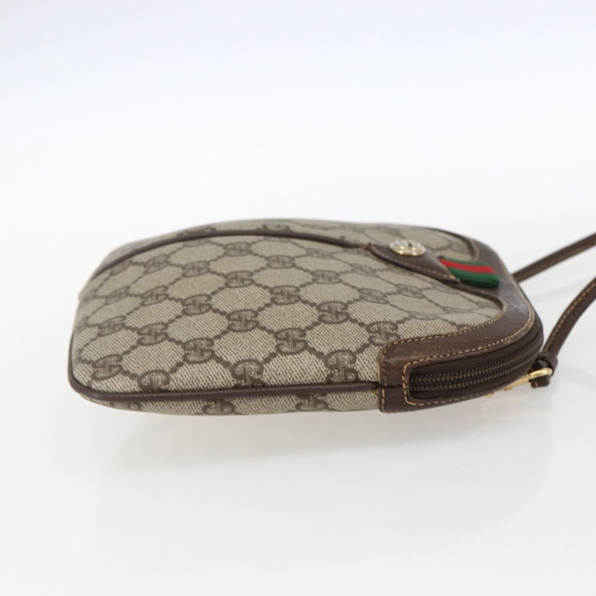 GUCCI GG Supreme Web Sherry Line Bag PVC Beige Gold 904 02 047 Auth 169025