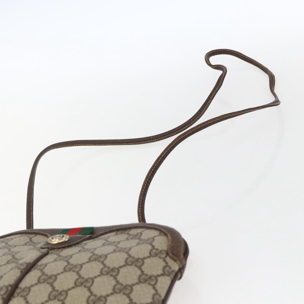 GUCCI GG Supreme Web Sherry Line Bag PVC Beige Gold 904 02 047 Auth 169025