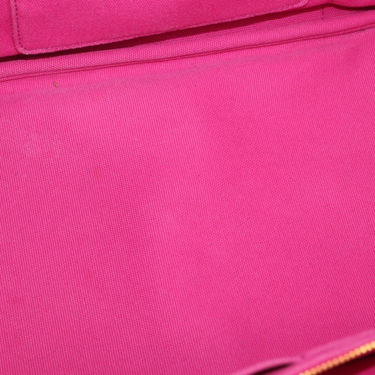 PRADA Canapa MM Hand Bag Canvas Pink Gold Auth 169038