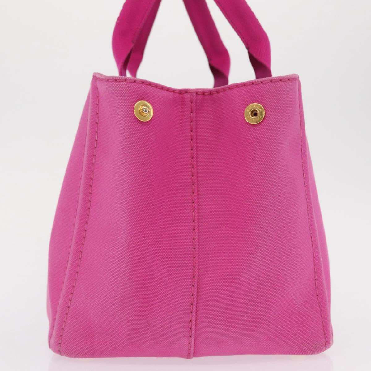 PRADA Canapa MM Hand Bag Canvas Pink Gold Auth 169038