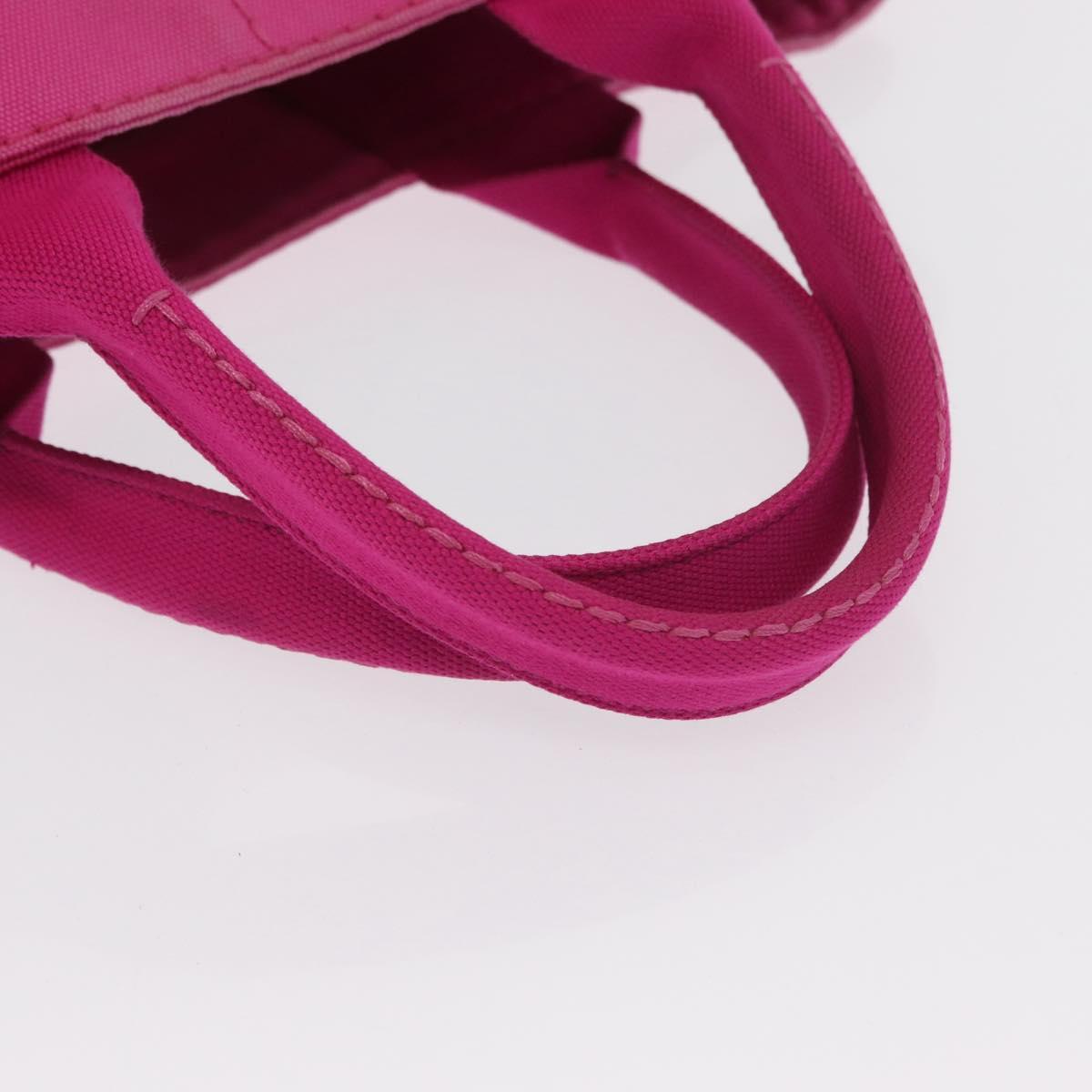 PRADA Canapa MM Hand Bag Canvas Pink Gold Auth 169038