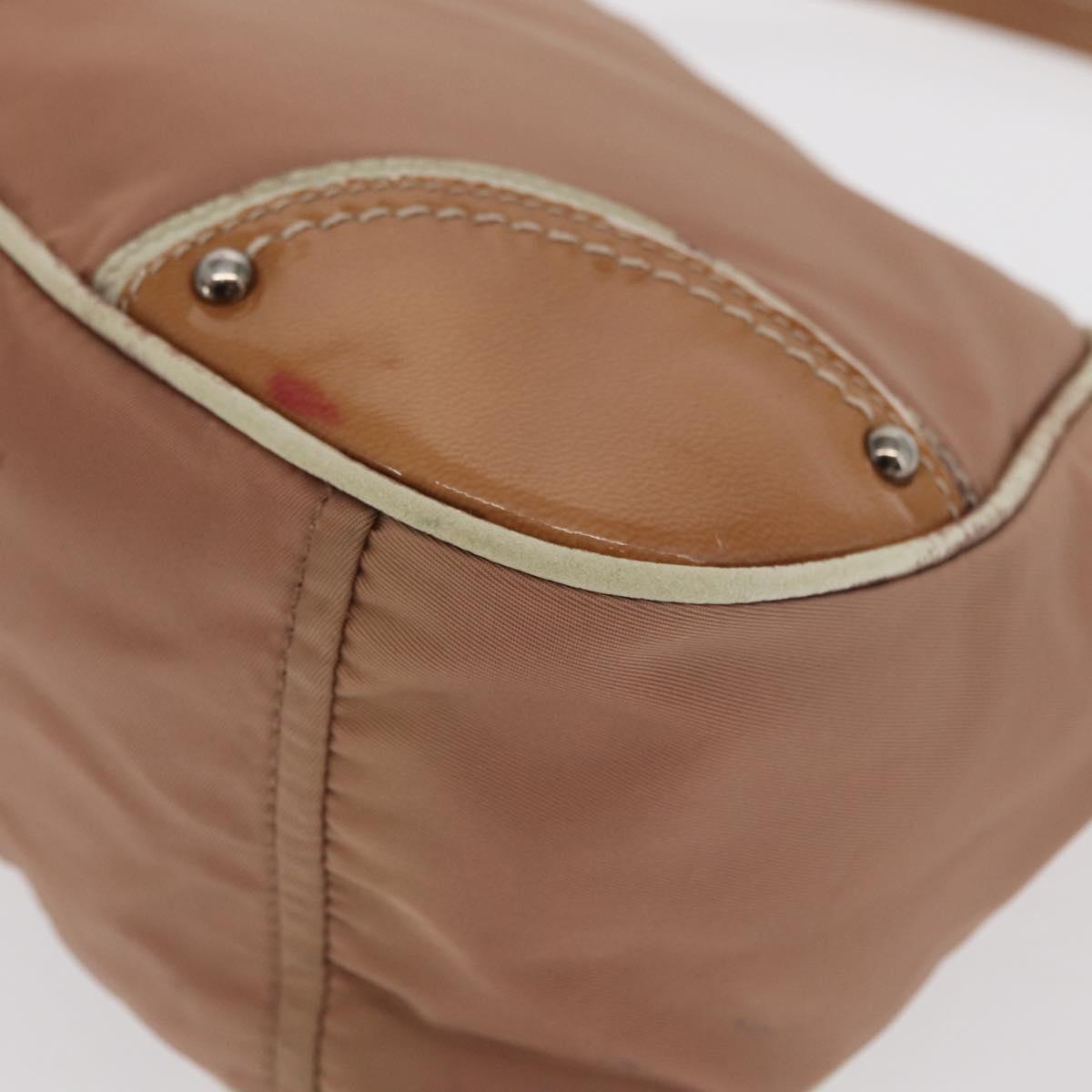 PRADA Shoulder Bag Nylon Beige Silver Auth 169041