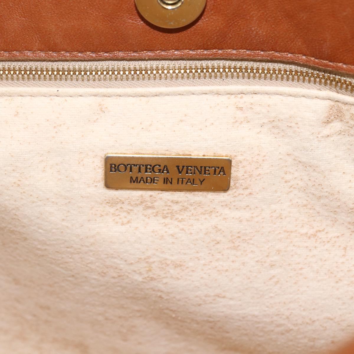 BOTTEGA VENETA INTRECCIATO Shoulder Bag Leather Brown Gold Auth 169043