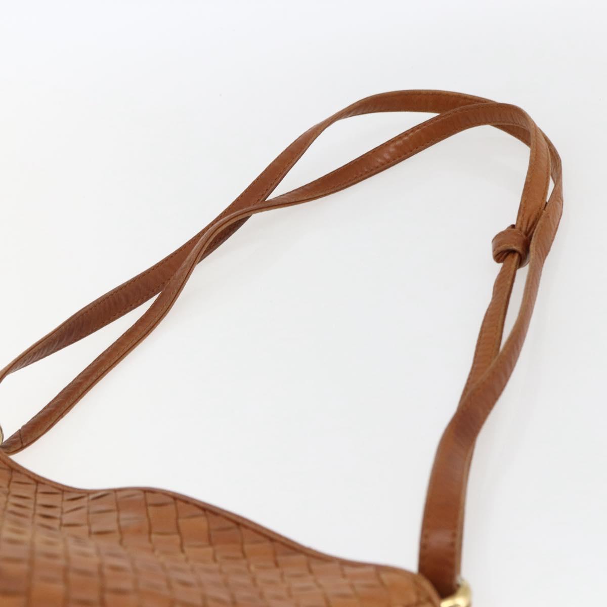 BOTTEGA VENETA INTRECCIATO Shoulder Bag Leather Brown Gold Auth 169043