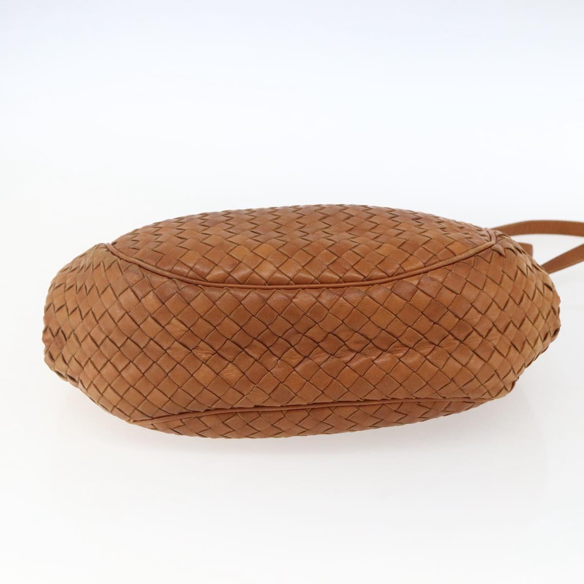 BOTTEGA VENETA INTRECCIATO Shoulder Bag Leather Brown Gold Auth 169043