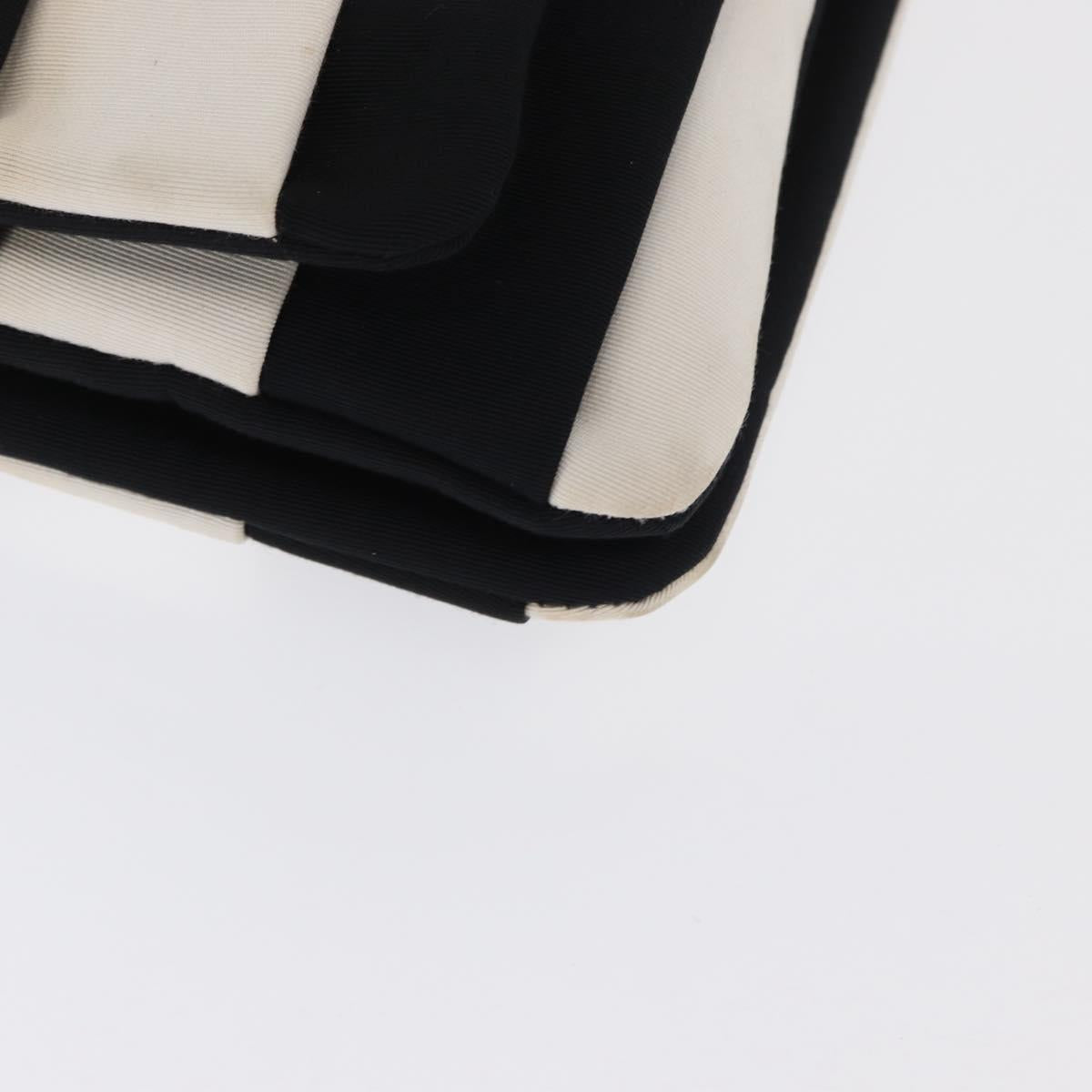 CHANEL 2.55 Chain Shoulder Bag Nylon Black Silver CC Auth 169050