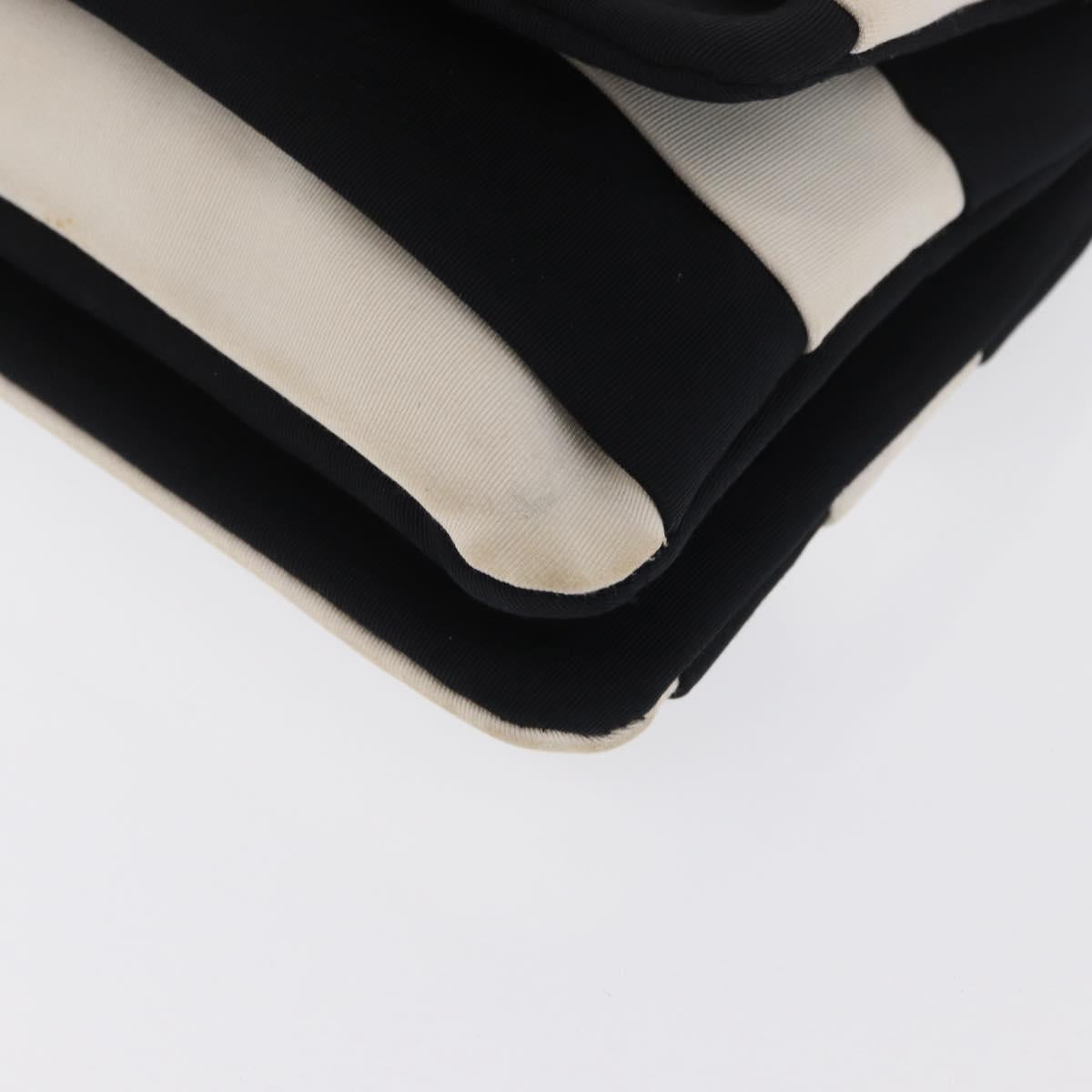 CHANEL 2.55 Chain Shoulder Bag Nylon Black Silver CC Auth 169050