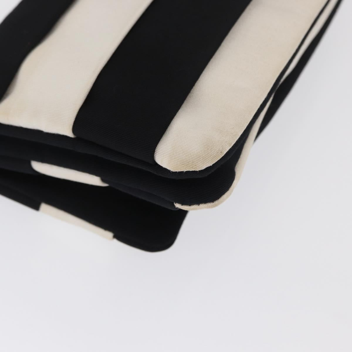 CHANEL 2.55 Chain Shoulder Bag Nylon Black Silver CC Auth 169050