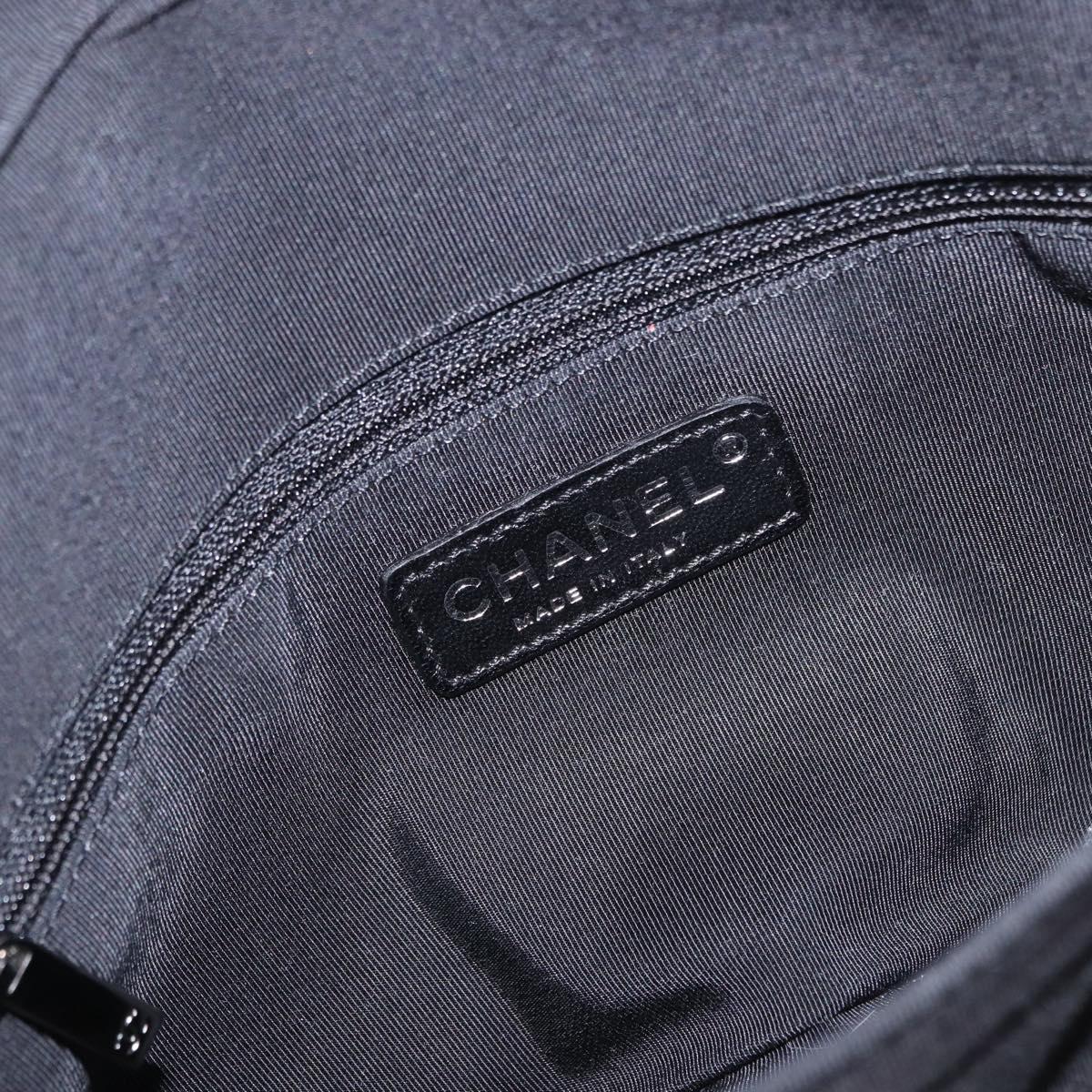 CHANEL 2.55 Chain Shoulder Bag Nylon Black Silver CC Auth 169050