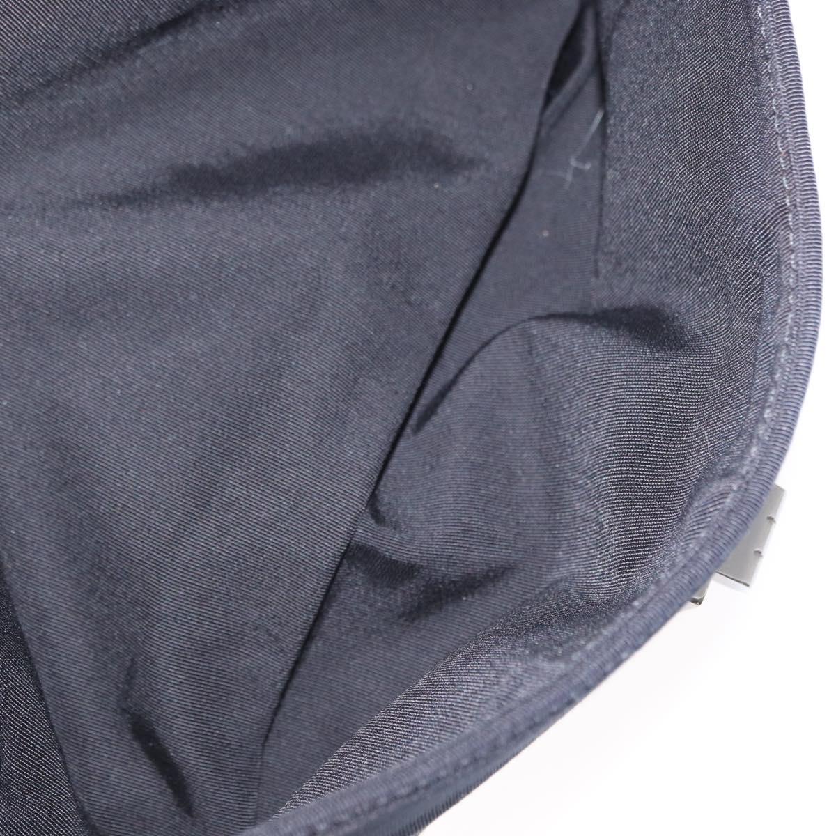 CHANEL 2.55 Chain Shoulder Bag Nylon Black Silver CC Auth 169050