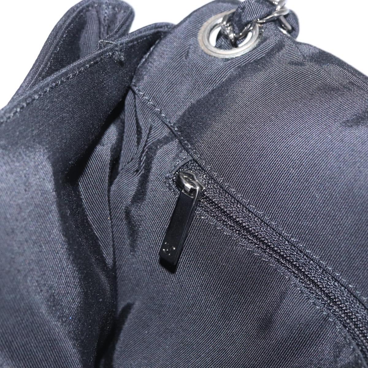 CHANEL 2.55 Chain Shoulder Bag Nylon Black Silver CC Auth 169050