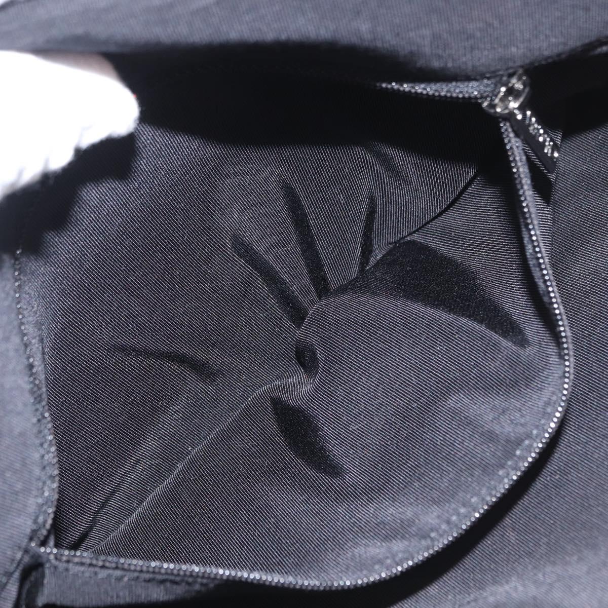 CHANEL 2.55 Chain Shoulder Bag Nylon Black Silver CC Auth 169050