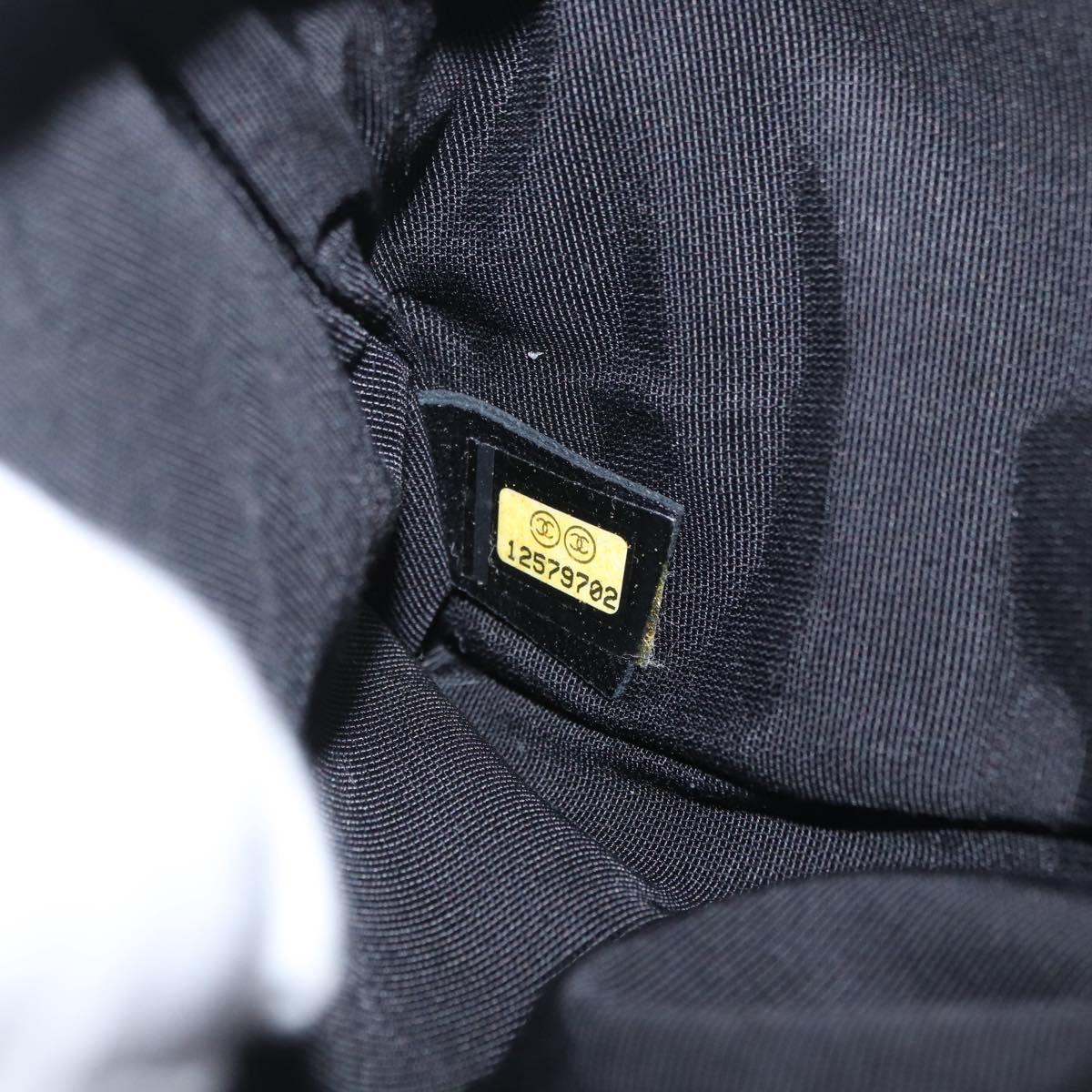 CHANEL 2.55 Chain Shoulder Bag Nylon Black Silver CC Auth 169050