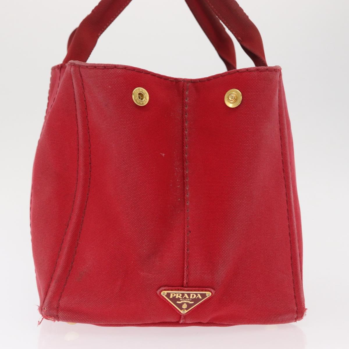 PRADA Kanapa M Hand Bag Canvas Red Gold Auth 169054