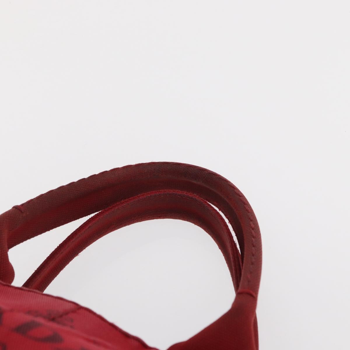 PRADA Kanapa M Hand Bag Canvas Red Gold Auth 169054
