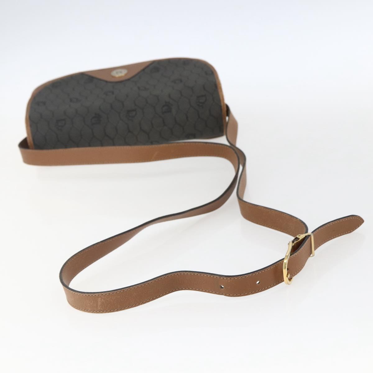 Christian Dior Honeycomb Canvas Shoulder Bag PVC Gray Gold Auth 169055