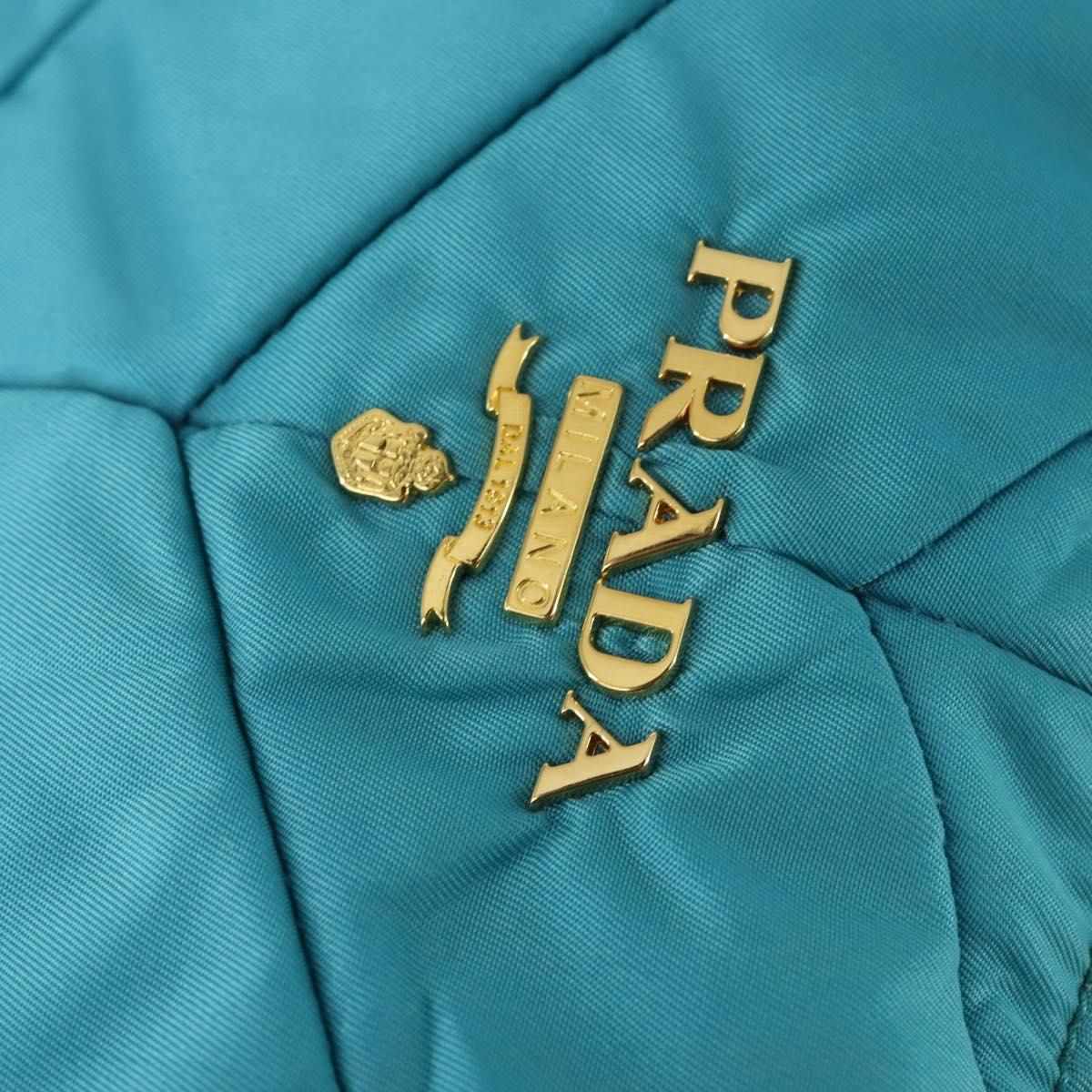 PRADA Shoulder Bag Nylon Blue Gold Auth 169057V