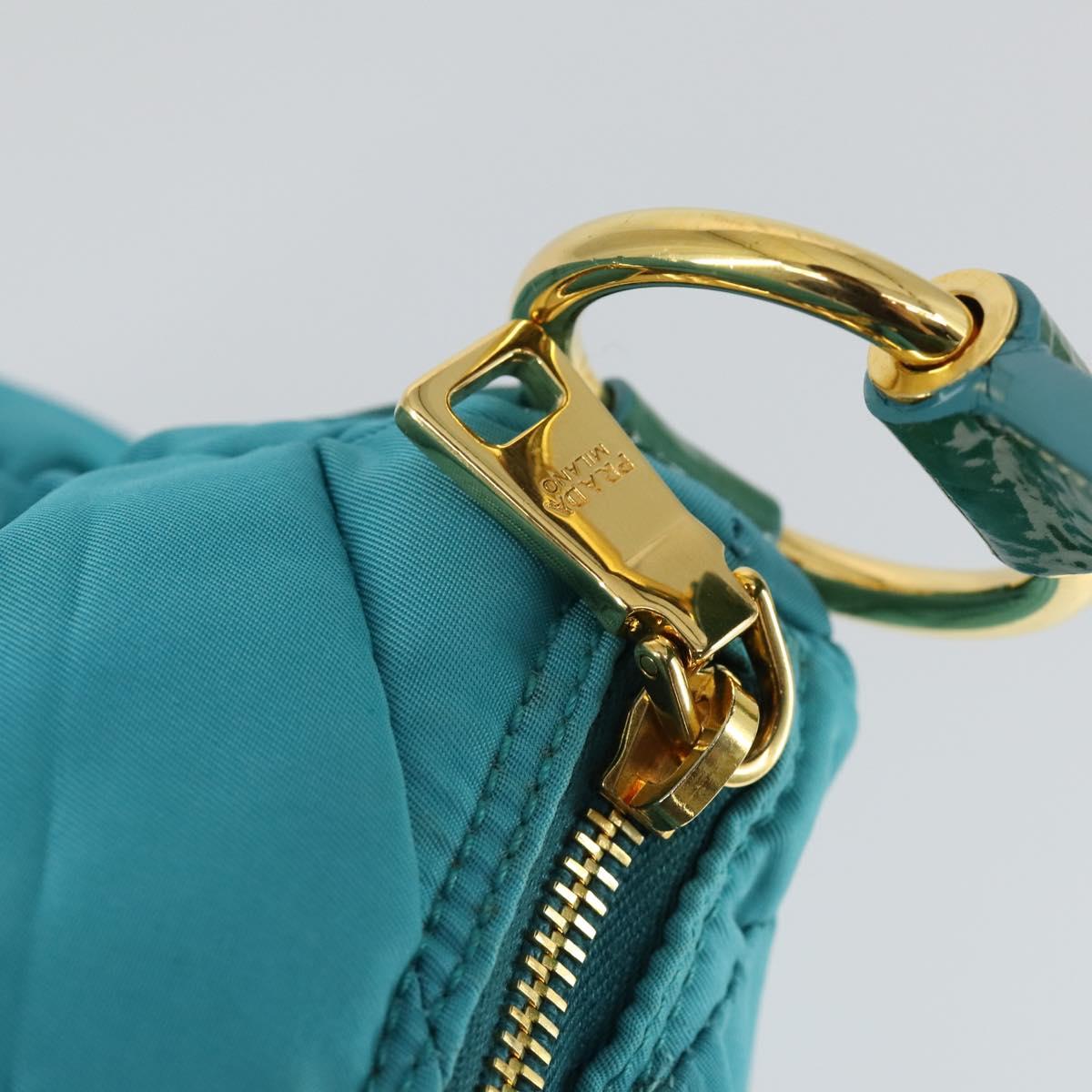 PRADA Shoulder Bag Nylon Blue Gold Auth 169057V