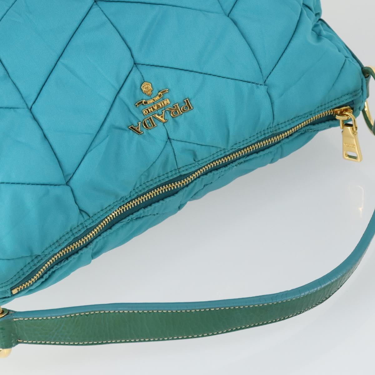 PRADA Shoulder Bag Nylon Blue Gold Auth 169057V