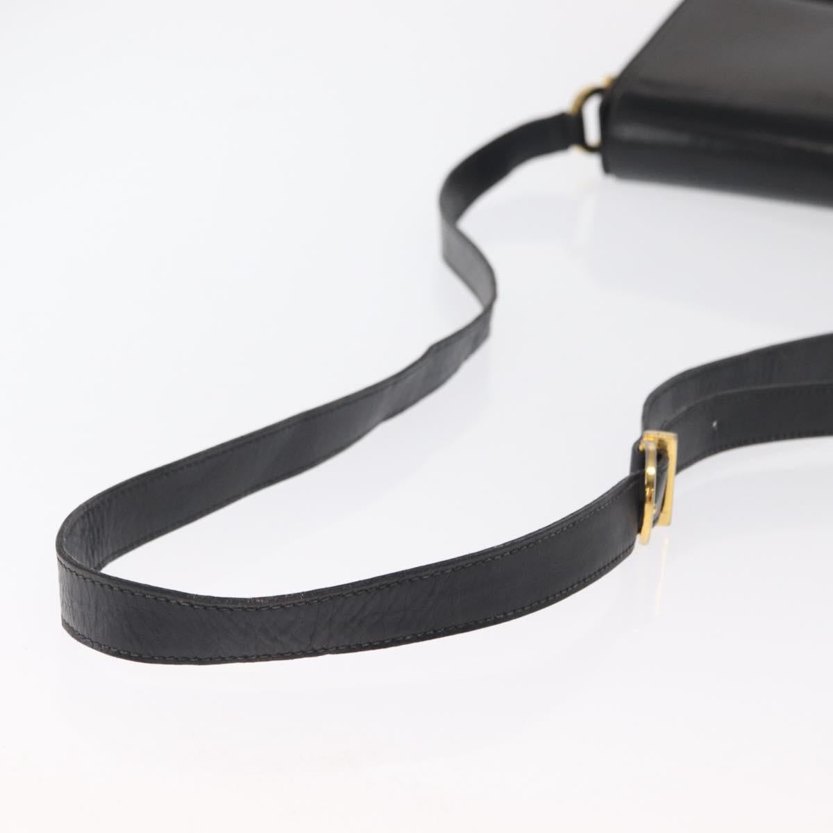 Salvatore Ferragamo Gancini Shoulder Bag Leather Gold Black Auth 169058