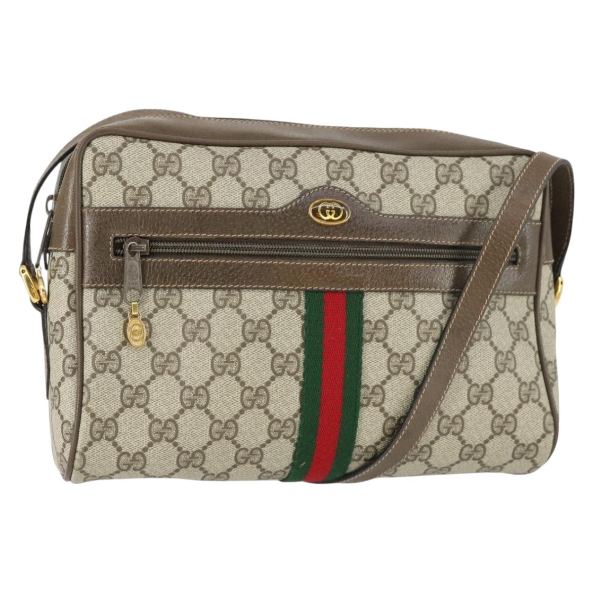 GUCCI GG Supreme Web Sherry Line Bag PVC Beige Gold 32 02 005 Auth 169059