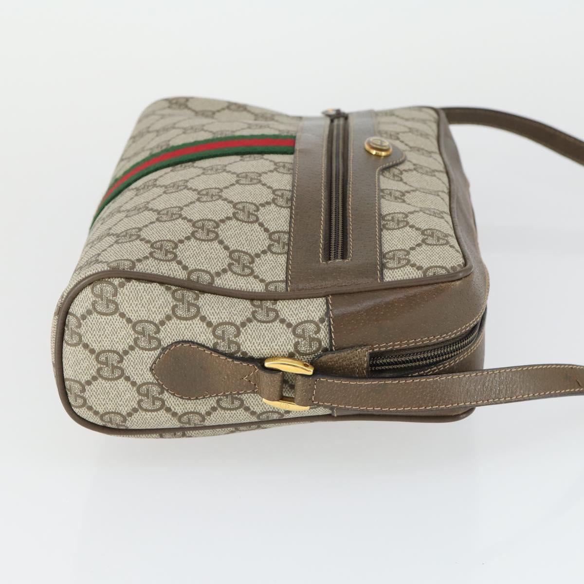 GUCCI GG Supreme Web Sherry Line Bag PVC Beige Gold 32 02 005 Auth 169059