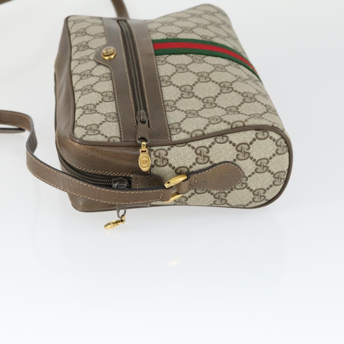 GUCCI GG Supreme Web Sherry Line Bag PVC Beige Gold 32 02 005 Auth 169059