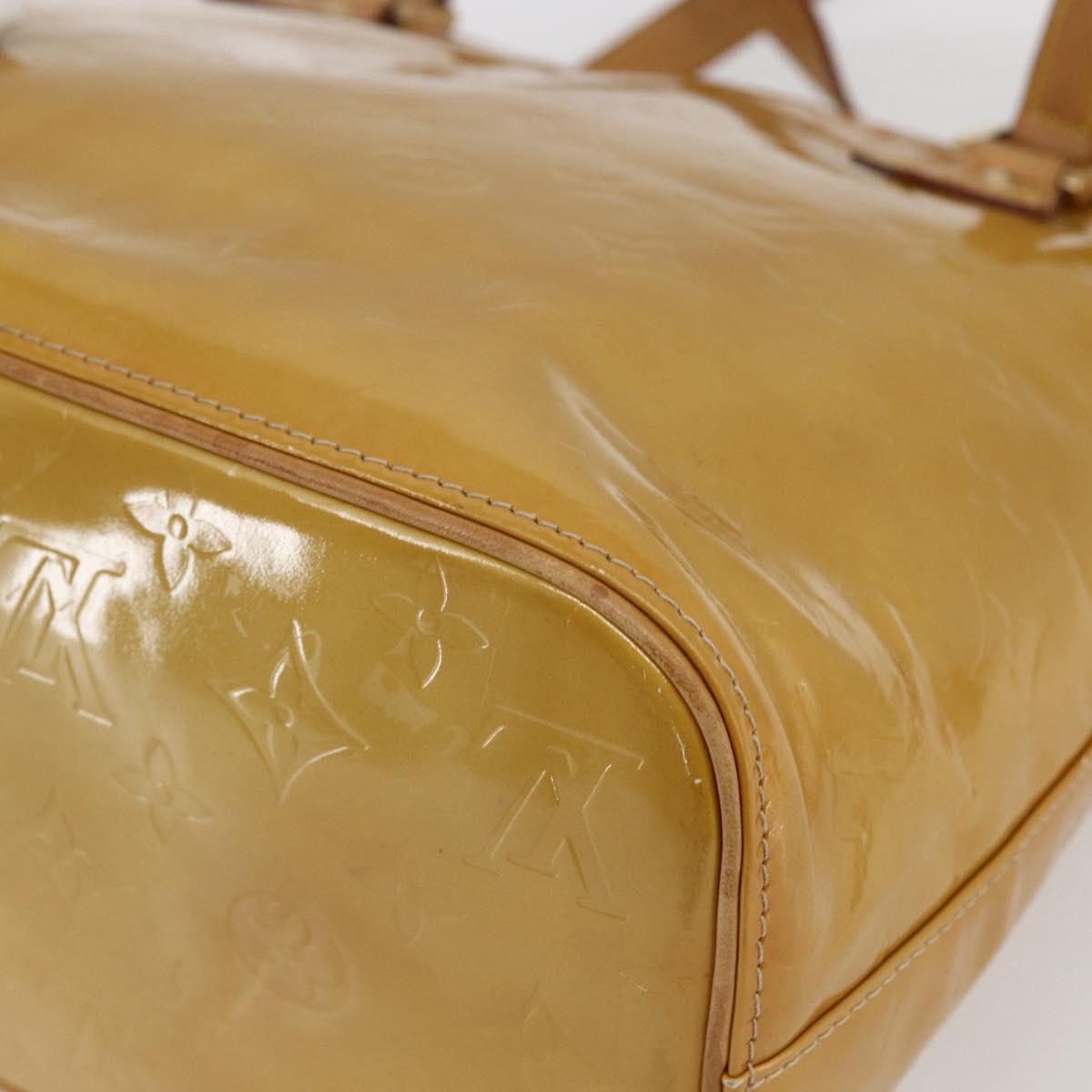 LOUIS VUITTON Monogram Vernis Houston Hand Bag Beige M91004 LV Auth 169063