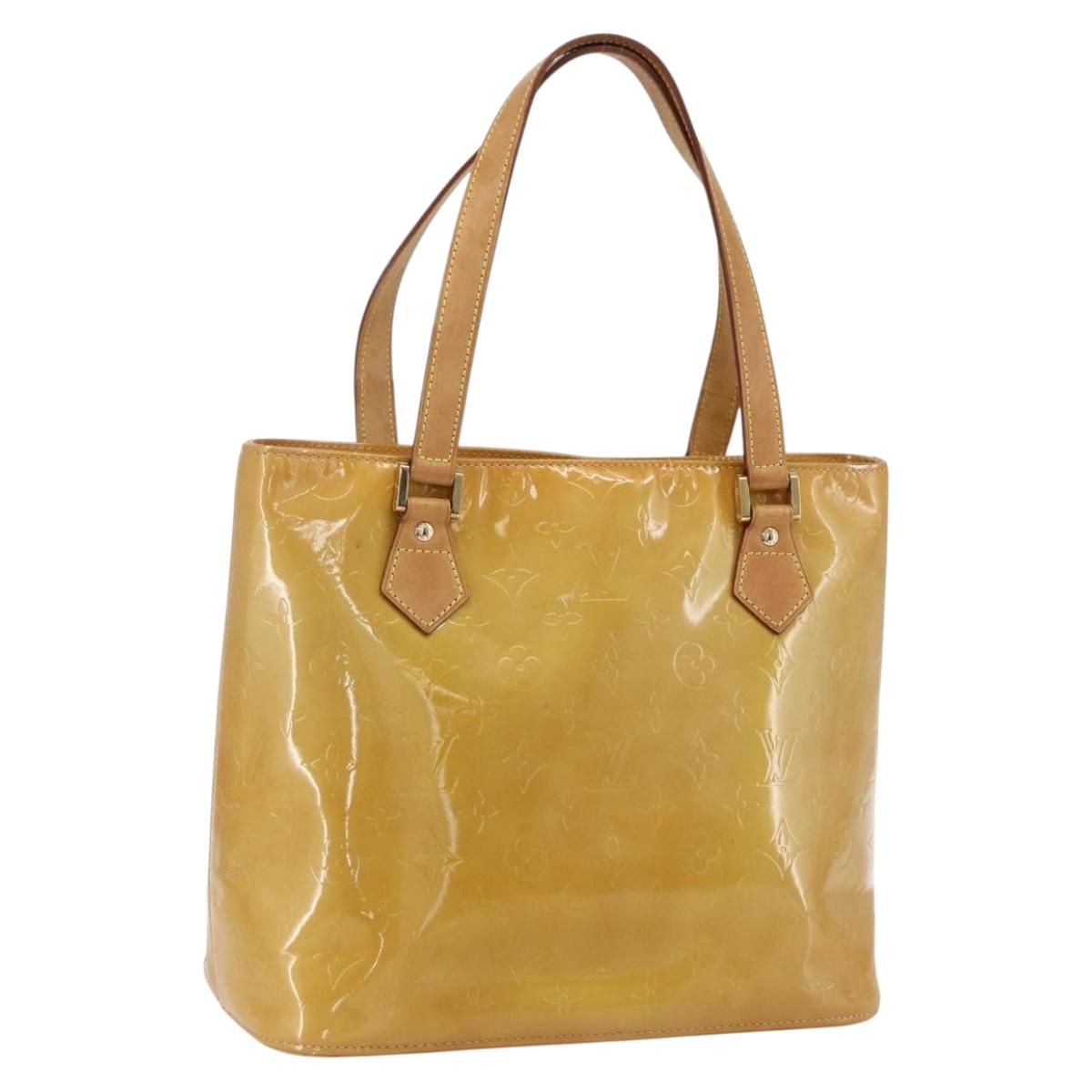 LOUIS VUITTON Monogram Vernis Houston Hand Bag Beige M91004 LV Auth 169063