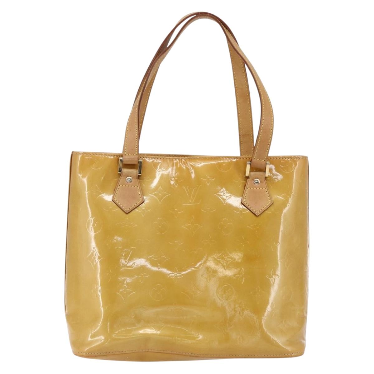 LOUIS VUITTON Monogram Vernis Houston Hand Bag Beige M91004 LV Auth 169063