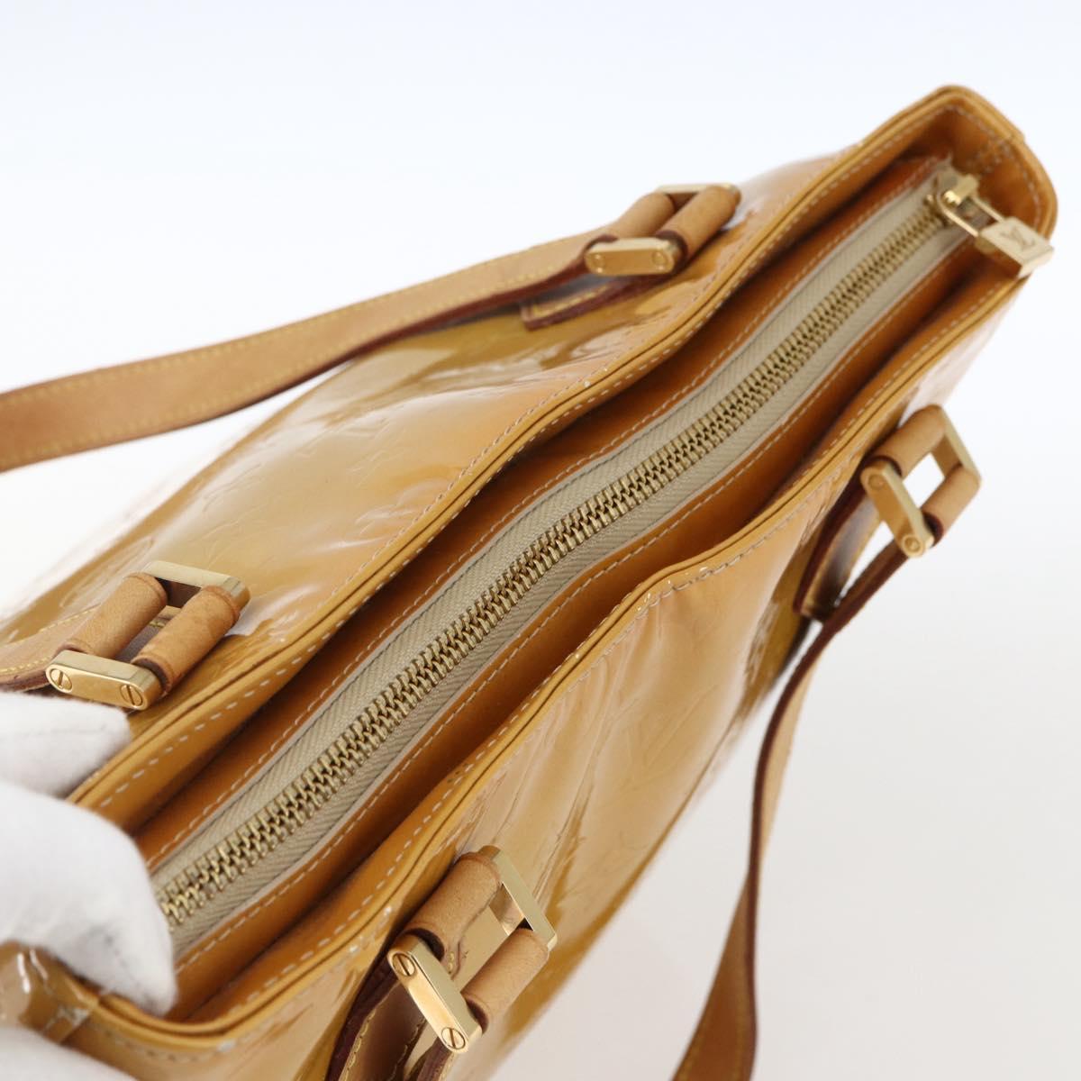 LOUIS VUITTON Monogram Vernis Houston Hand Bag Beige M91004 LV Auth 169063