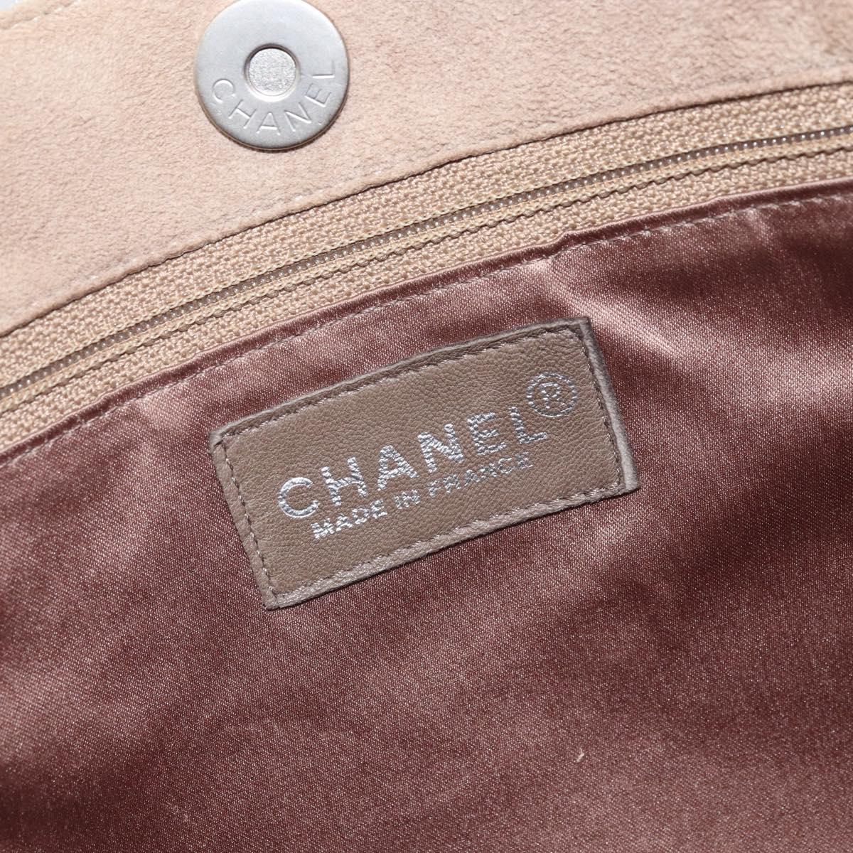 CHANEL Tote Bag Mouton Beige CC Auth 169065A