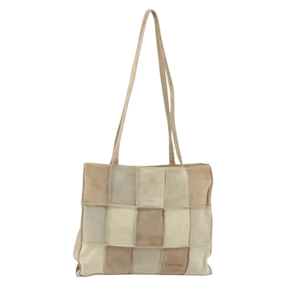 CHANEL Tote Bag Mouton Beige CC Auth 169065A